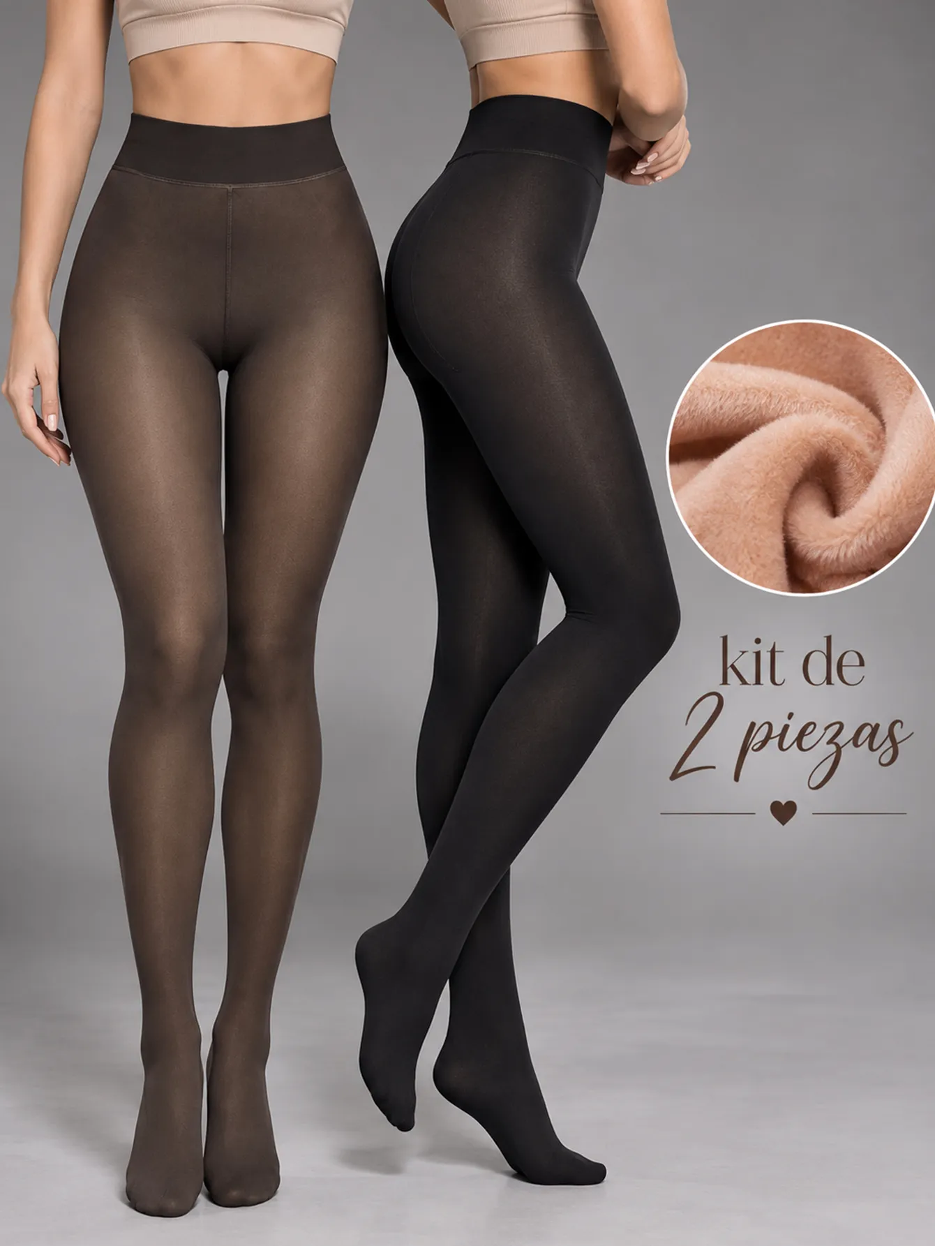 3307-UNI-NEGRO PANTIMEDIAS AFELPADAS KIT DE 2 15435